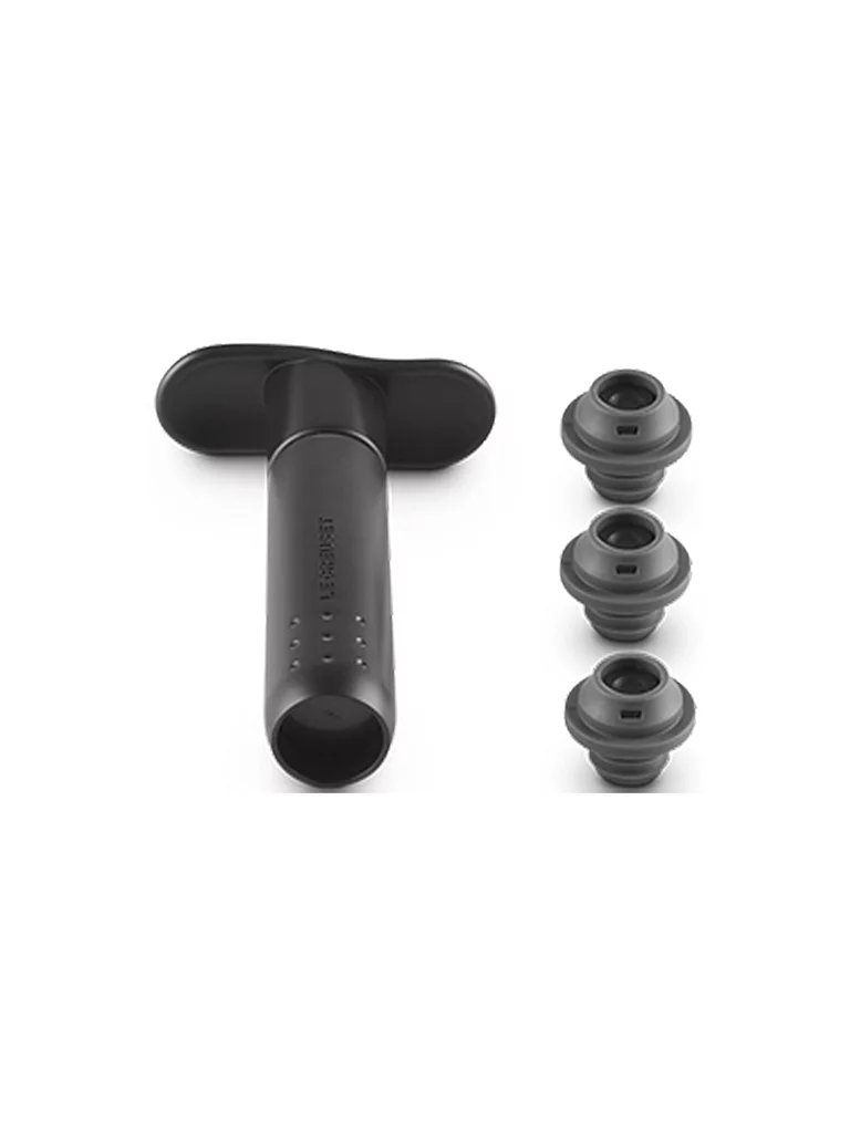 Le Creuset WA-137 Wine Pump and 3 Stoppers Black